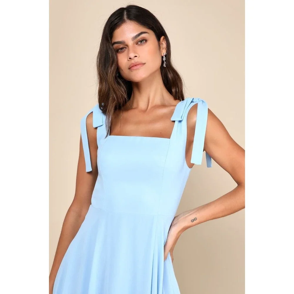 NWT Lulus Love Me Forever Light Blue Square Neck‎ Maxi Dress XL